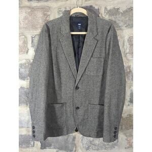 Gap Factory Blazer Men's Large Tan‎ Herringbone 2 Button Lined Career Business